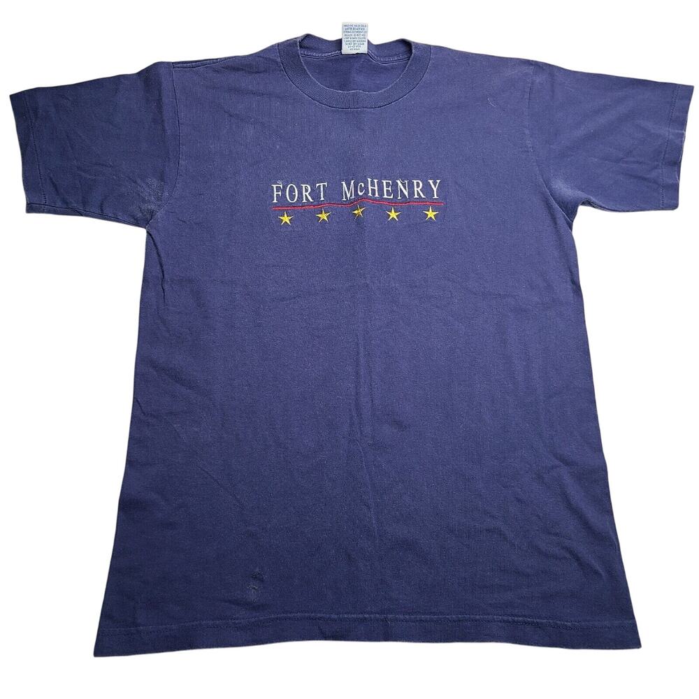 Vintage Fort McHenry 1990s Men's Shirt Size Large Military USA Embroidered